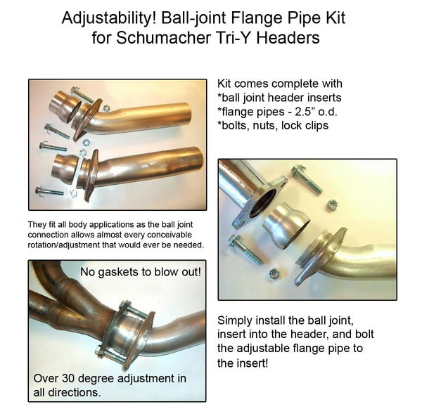 Big Block Tri-Y Header Ball-Joint Flange Pipes